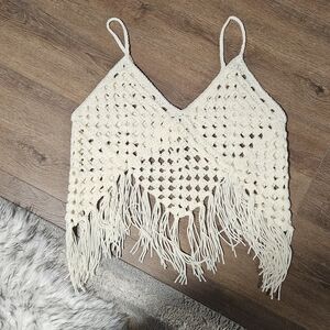 Crochet Fringe Tank Top-Handmade